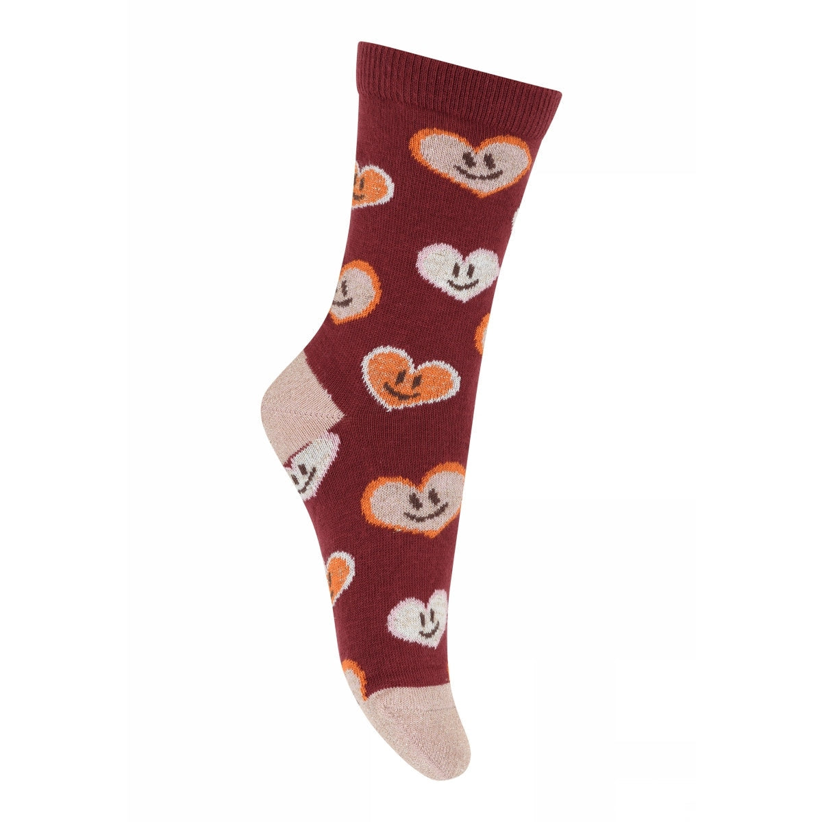 Socken mit fröhlichen Herzen