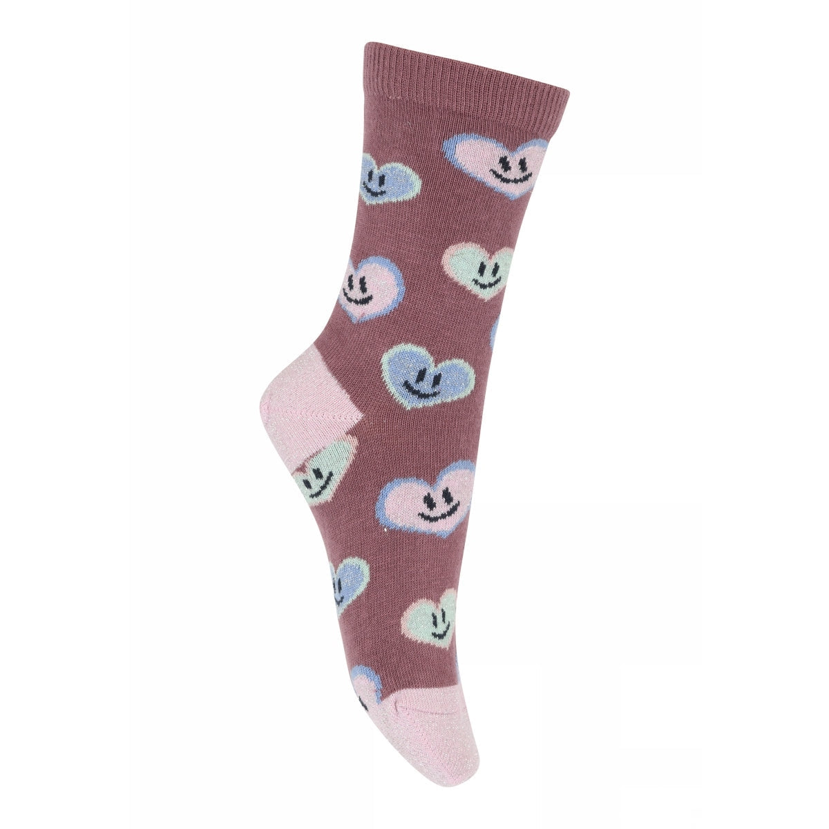 Socken mit fröhlichen Herzen