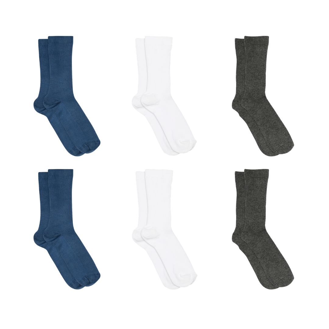 Feinrippsocken aus Baumwolle 6er-Pack – Klassische Neutraltöne