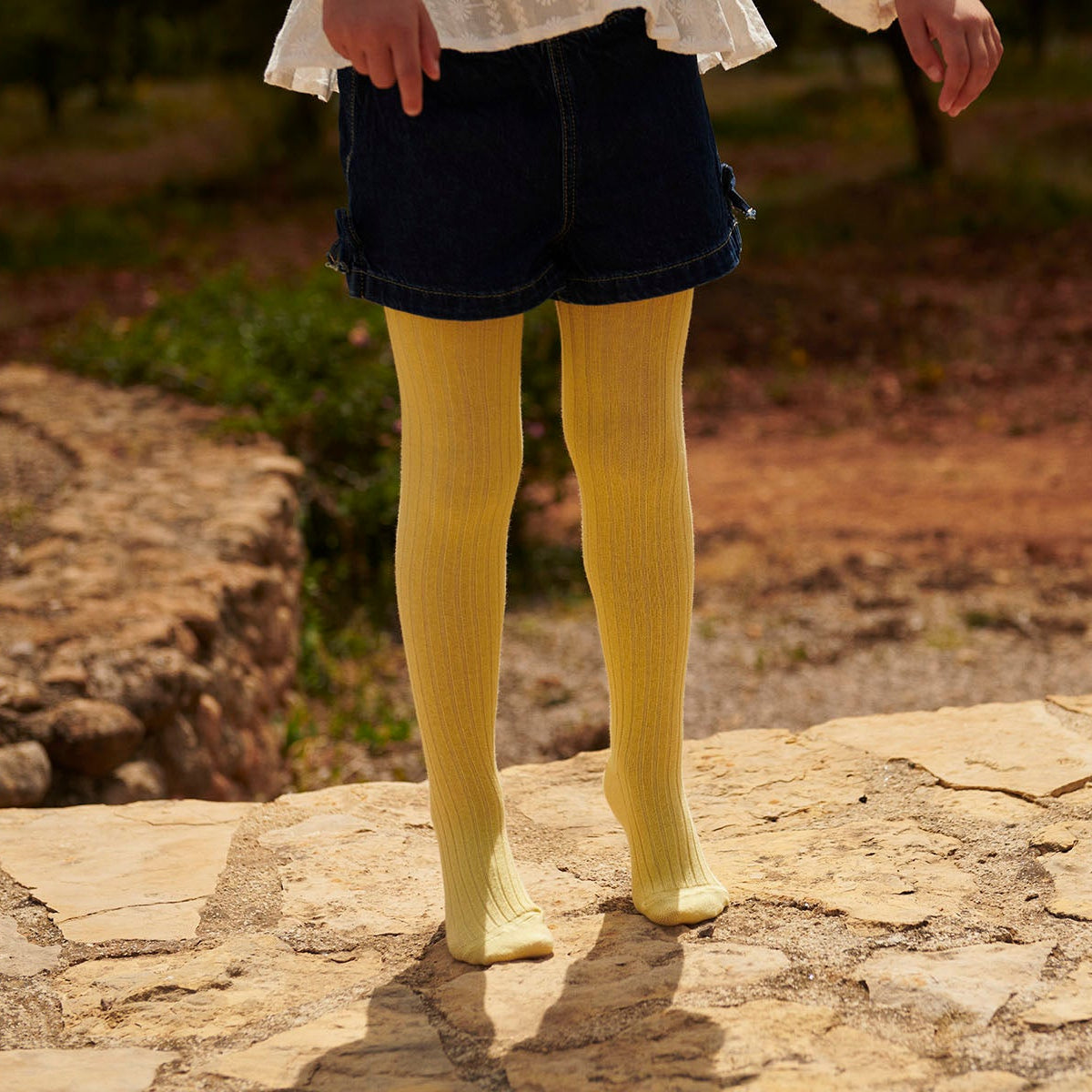 Rippstrumpfhose aus Baumwolle