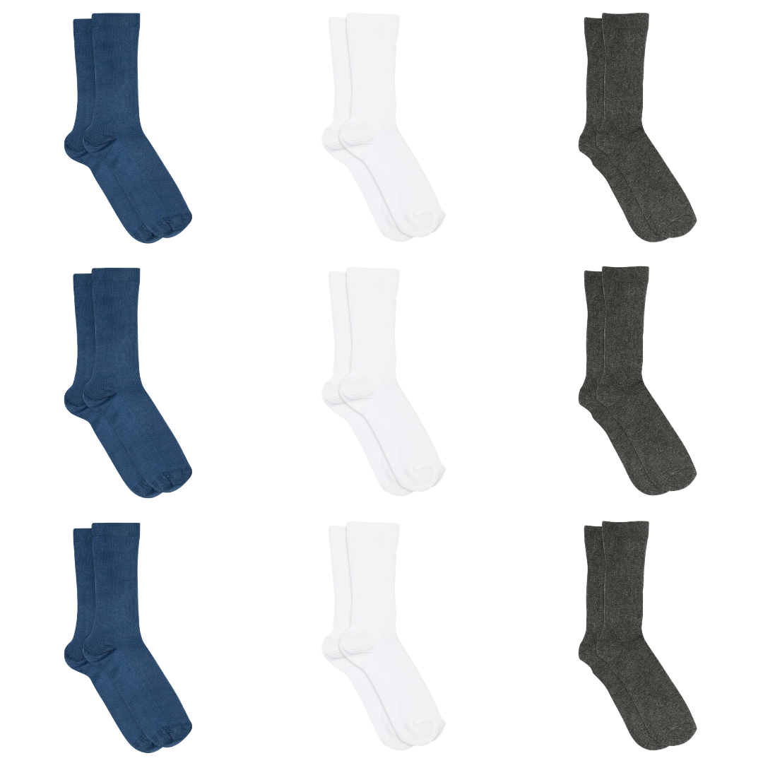 Feingerippte Baumwollsocken 9er-Pack – Klassische Neutraltöne